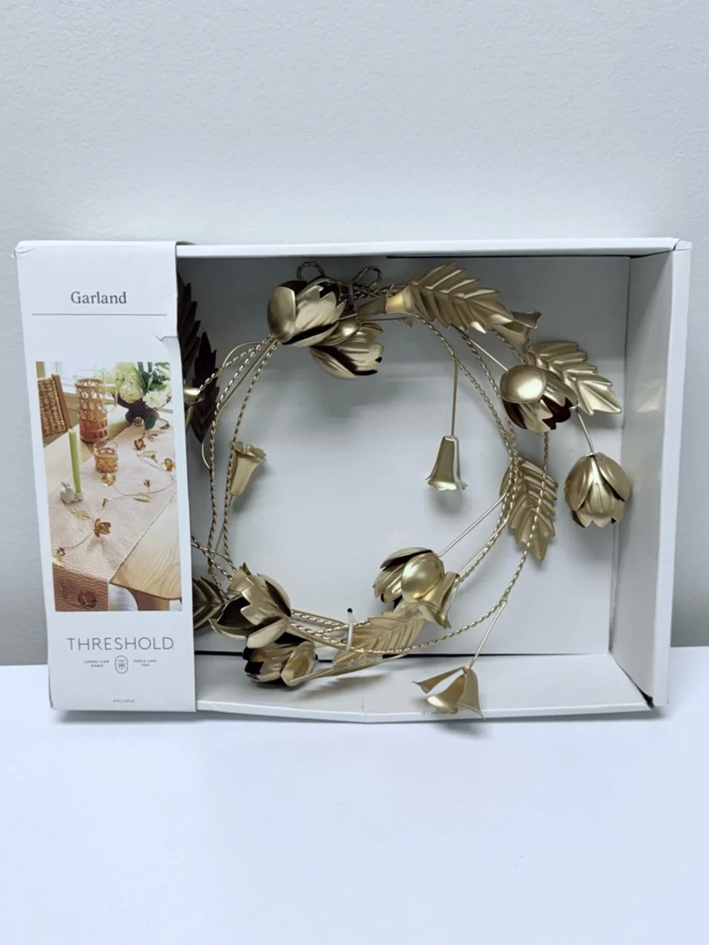 Gold Floral and Bell Metal Botanical Garland - Threshold™